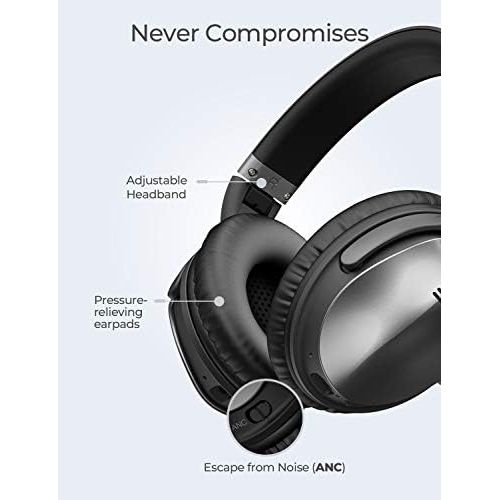  [아마존베스트]Mpow H5 Active Noise Cancelling Headphones, Superior Deep Bass Bluetooth Headphones Over Ear, 30Hrs Playtime ANC Wireless Headphones with Mic, Soft Protein Earpads, for TV/PC/Cellp