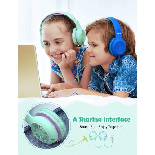  [아마존베스트]Mpow CH6 [2019 New Version] Kids Headphones Over-Ear/On-Ear, HD Sound Sharing Function Headphones for Children Boys Girls, Volume Limited Safe Foldable Headset w/Mic for School/PC/