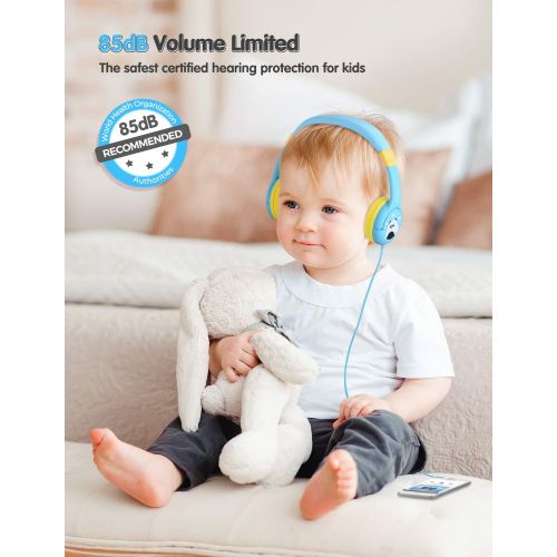  [아마존베스트]Mpow CH1 Kids Headphones w/85dB Volume Limited Hearing Protection & Music Sharing Function, Kids Friendly Safe Food Grade Material, Tangle-Free Cord, Wired On-Ear Headphones for Ch