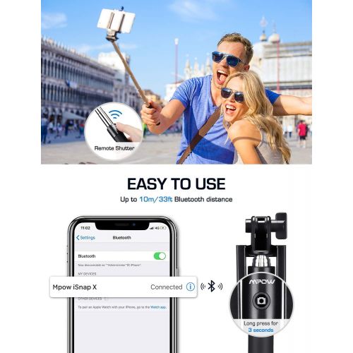  [아마존베스트]Mpow Selfie Stick Bluetooth, iSnap X Extendable Monopod Built-in Bluetooth Remote Shutter Compatible with iPhone XS/XS max/XR/X/8/8P/7/7P/6s/6/5,Galaxy S9/8/7/6/Note,Nubia and More