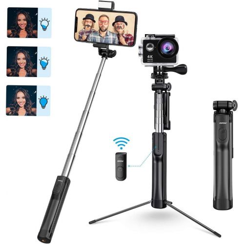  [아마존베스트]Mpow Selfie Stick Tripod, 3 in 1 Extendable Selfie Stick Monopod with Bluetooth Remote & Fill Light, Compatible with Gopro/Small Camera iPhone Xs max/XS/XR/X/8/8 plus/7/7 plus/6s,G