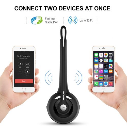  Mpow Pro Trucker Bluetooth Headset/Cell Phone Headset with Microphone, Office Wireless Headset, Over the Head Earpiece, On Ear Car Bluetooth Headphones for Cell Phone, Skype, Truck