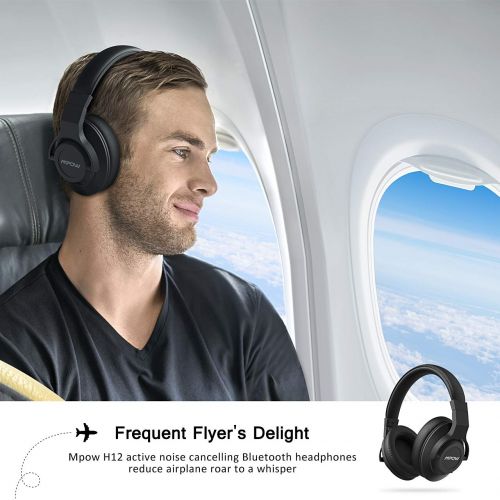  Mpow Active Noise Cancelling Bluetooth 4.1 Headphones Mic, Wireless Wired Comfortable Foldable Stereo ANC Over Ear Headset, Low Latency TV PC Phone
