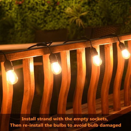  Mpow 49ft Led Outdoor String Lights, UL Listed IP65 Waterproof Dimmable Led String Lights, 15 Hanging Sockets, 1.5W Edison Vintage Bulb (1 Spare), Create Cafe Ambience for Patio Ba