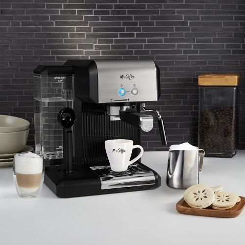  Mr. Coffee Cafe Steam Automatic Espresso and Cappuccino Machine, SilverBlack