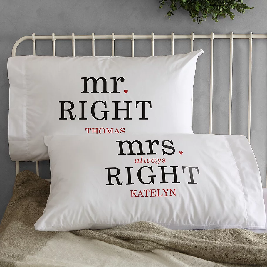  Mr. and Mrs. Right Pillowcases (Set of 2)