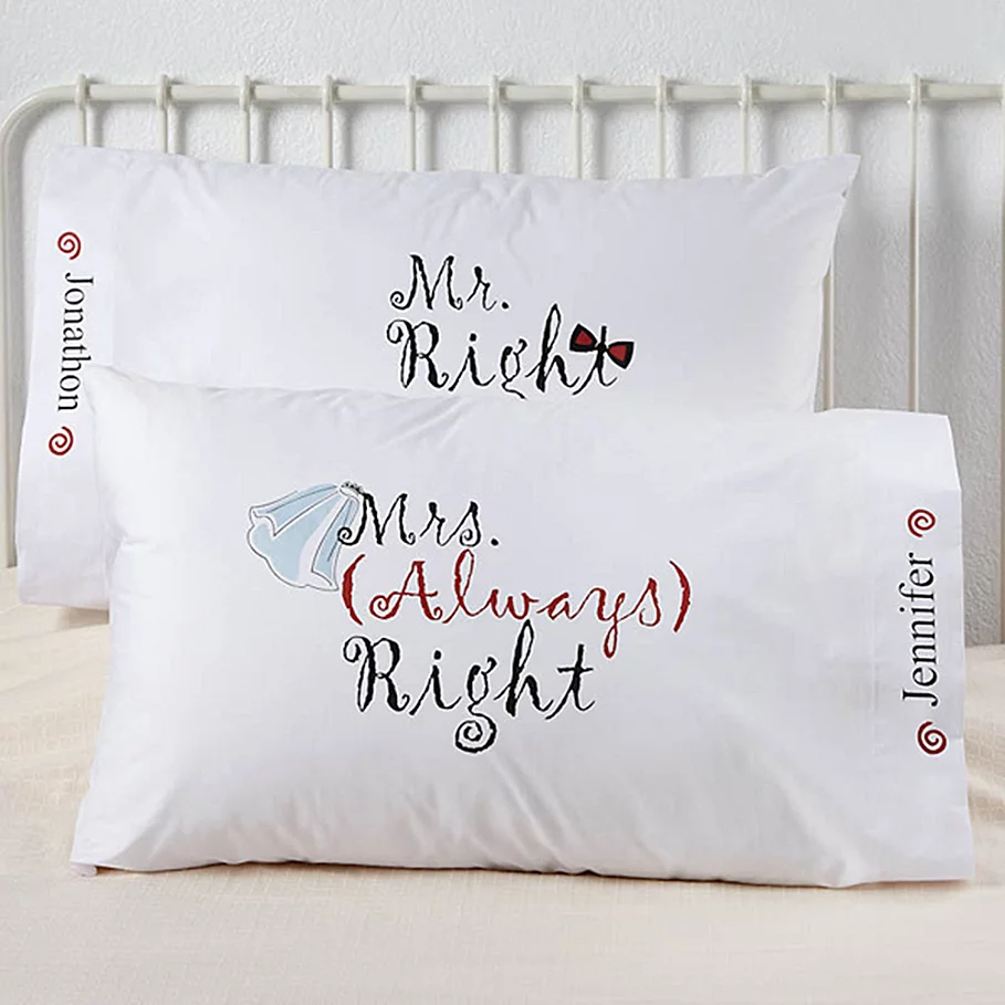  Mr. and Mrs. Right Pillowcase Pair