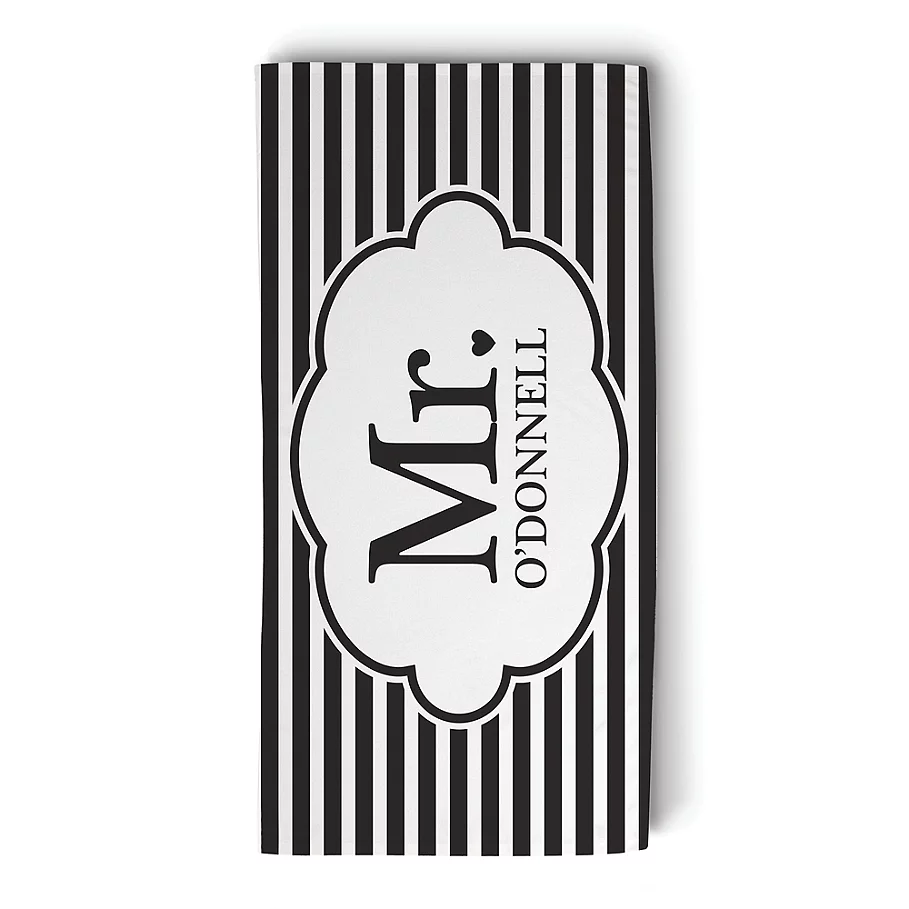 Mr. Striped Beach Towel in BlackWhite