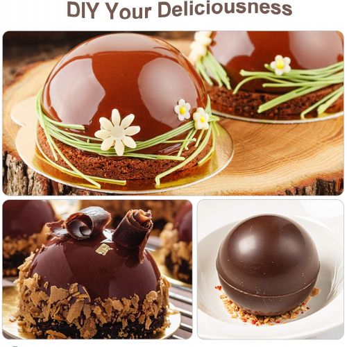  [아마존베스트]Mr. Care 2 Pack Silicone Molds, BPA Free Large 7-Cavity Silicone Sphere Mold, Baking Mold for Making Hot Chocolate Bomb, Cake, Jelly, Pudding, Dome Mousse(Brown and Blue)