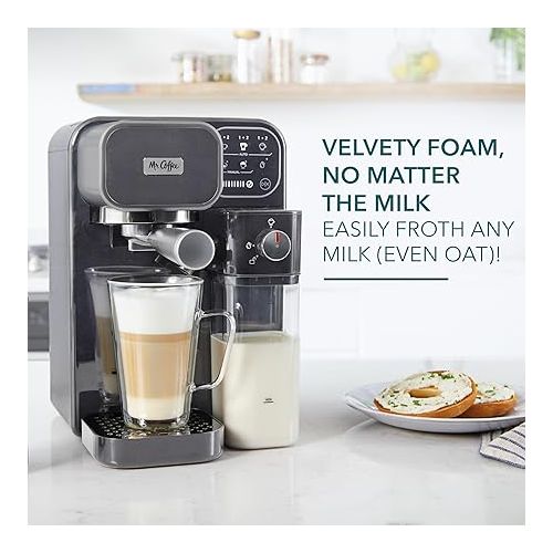  Mr. Coffee Prima Latte Luxe, Single/Double Shot Espresso, Cappuccino, Latte Machine with Optimized Frother and Convenient One-Touch Control Panel