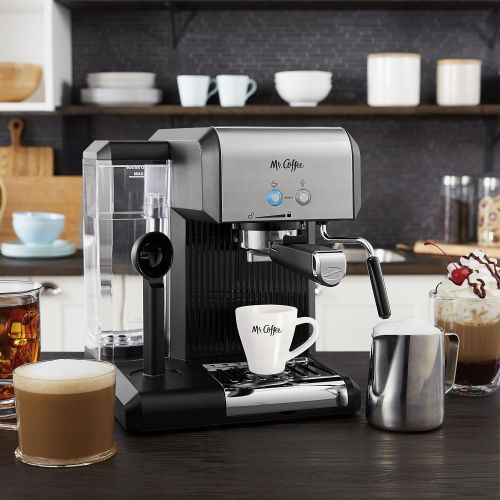  Mr. Coffee Cafe Steam Automatic Espresso and Cappuccino Machine, Silver/Black