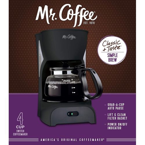  Mr. Coffee Simple Brew Coffee Maker|4 Cup Coffee Machine|Drip Coffee Maker, Black