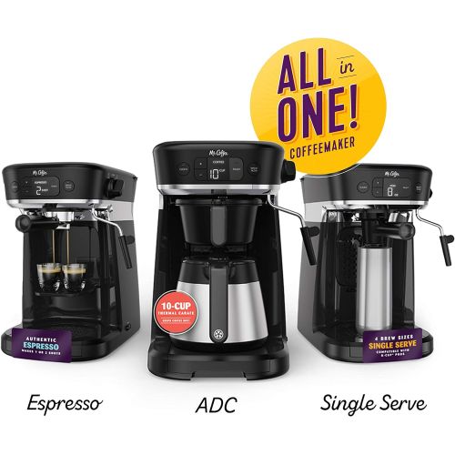  [아마존베스트]Mr. Coffee All-in- One Occasions Specialty Pods Coffee Maker, 10-Cup Thermal Carafe, and Espresso with Milk Frother and Storage Tray, Black