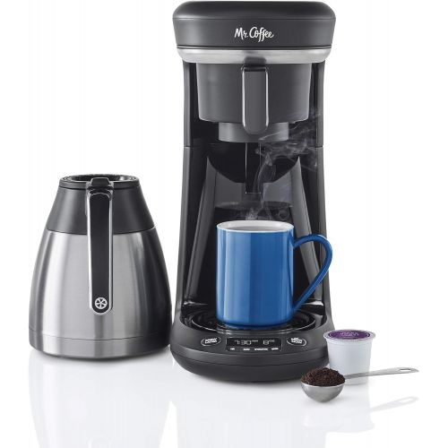  Mr. Coffee Pod + 10-Cup Space-Saving Combo Brewer, Black