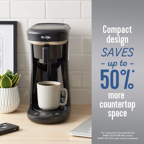  Mr. Coffee Pod + 10-Cup Space-Saving Combo Brewer, Black