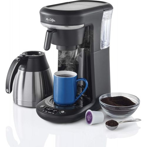  Mr. Coffee Pod + 10-Cup Space-Saving Combo Brewer, Black