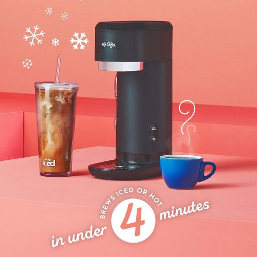  Mr. Coffee Iced and Hot Coffee Maker, Single Serve Machine with 22-Ounce Tumbler and Reusable Coffee Filer, Black