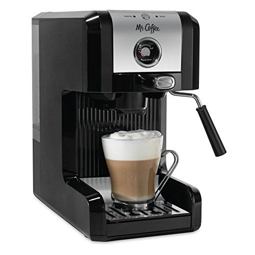  [아마존베스트]Mr. Coffee Easy Maker | Authentic Pump Espresso Machine, 6 Piece, Chrome/Black