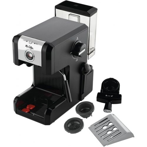  [아마존베스트]Mr. Coffee Easy Maker | Authentic Pump Espresso Machine, 6 Piece, Chrome/Black