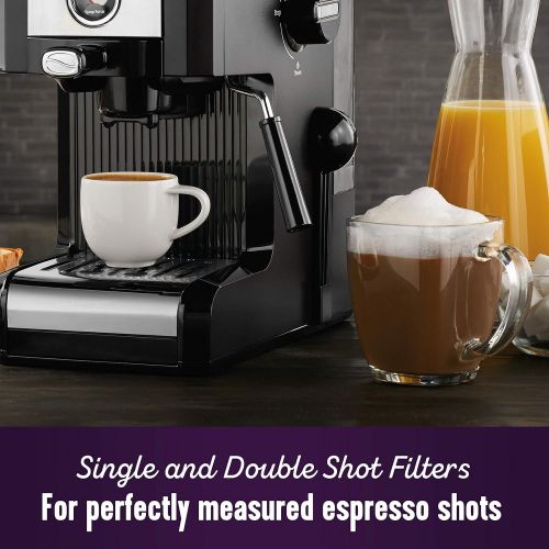  [아마존베스트]Mr. Coffee Easy Maker | Authentic Pump Espresso Machine, 6 Piece, Chrome/Black