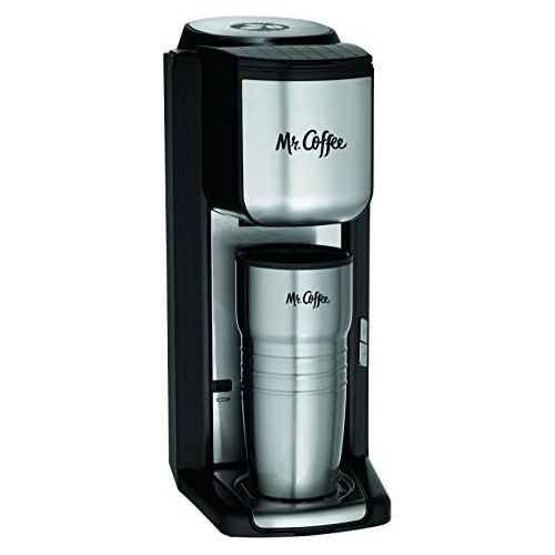  Mr. Coffee Single Cup Coffee Maker with Travel Mug and Built-In Grinder