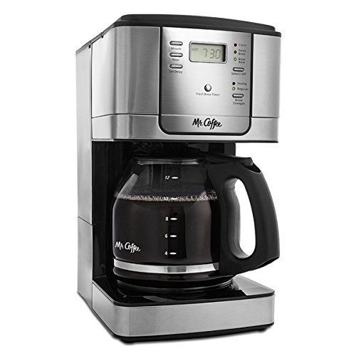  Mr. Coffee 12-Cup Programmable Coffee Maker, Stainless SteelBlack Base - Includes Water Filtration