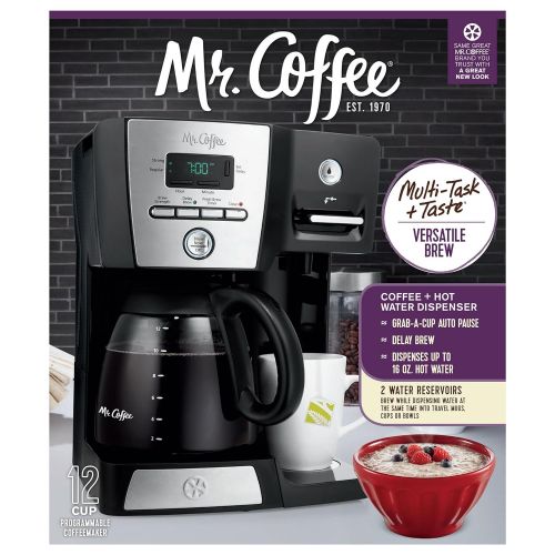  Mr. Coffee BVMC-DMX85-RB Versatile Brew 12-Cup Programmable Coffee Maker with 16 Oz. Hot Water Dispenser, BlackChrome