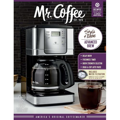  Mr. Coffee 12-Cup Programmable Coffee Maker, Stainless Steel