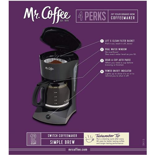  Mr. Coffee 12-Cup Coffee Maker, Black