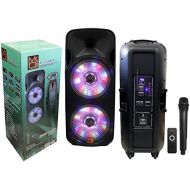 Mr. Dj DJ215BTA Dual 15 5000W Max Power Speaker with Built-In Bluetooth & Battery, 1 LCDMP3USBSD Slot