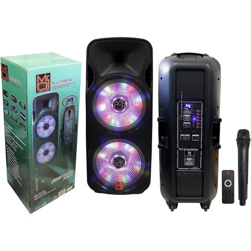  Mr. Dj DJ215BTA Dual 15 5000W Max Power Speaker with Built-In Bluetooth & Battery, 1 LCDMP3USBSD Slot