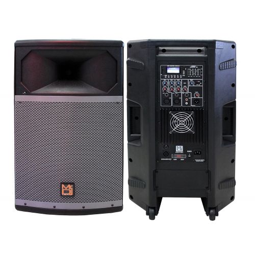  Mr. Dj Pro Series 2-Way Single 15” Portable Active Full Range Speaker, 4500 watts p.M.p.O, Built-in Bluetooth Technology, USBSD Card Reader, FM Radio, (PRO115BT)