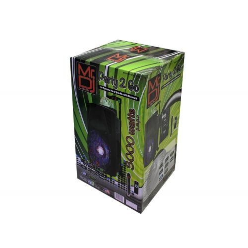  Mr. Dj PARTY2GO 15” Portable Speaker with Rechargeable Battery 3000 Watts P.M.P.O, Built-in Bluetooth USBMicro SD Card