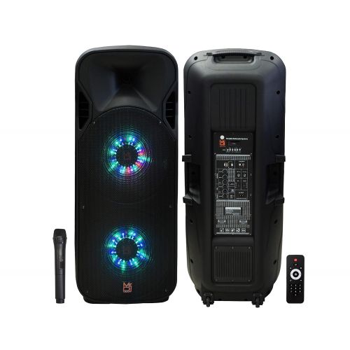  Mr. Dj Lets Jump 3-Way Dual 15” Portable Active Full Range Speaker, 5000 Watts P.M.P.O