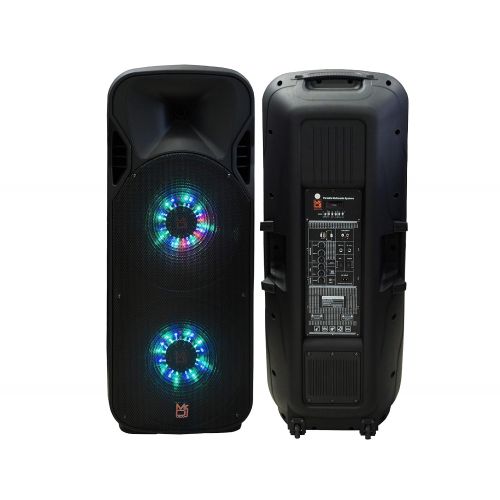  Mr. Dj Lets Jump 3-Way Dual 15” Portable Active Full Range Speaker, 5000 Watts P.M.P.O