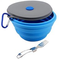 Mr. Peanuts Collapsible Silicone Camping Bowl with Lid & Foldable Fork