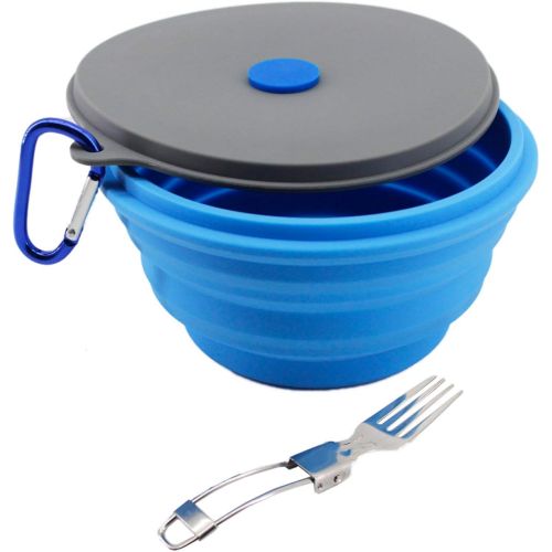  Mr. Peanuts Collapsible Silicone Camping Bowl with Lid & Foldable Fork