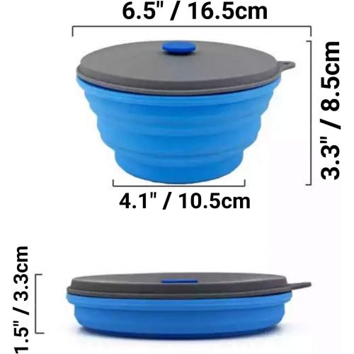  Mr. Peanuts Collapsible Silicone Camping Bowl with Lid & Foldable Fork