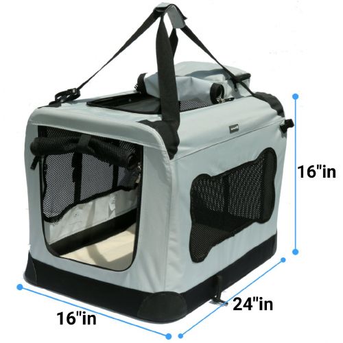  Mr. Peanuts Soft Sided Pet Crate with Lightweight Fiber Structural Frame - 24X16X16 Dog House Style Portable Crate - Designed for Comfort & Safety - Padded Fleece Bedding- Washable Cover- Self