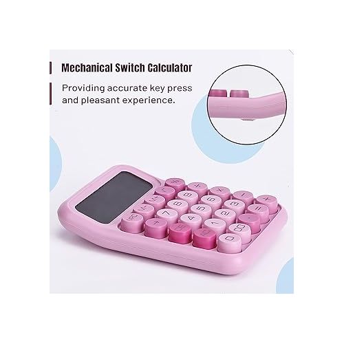  Mr. Pen- Mechanical Switch Calculator, 12 Digits, Large LCD Display, Pink Calculator Big Buttons, Mechanical Calculator, Calculators Desktop Calculator, Cute Calculator, Aesthetic Calculator Pink