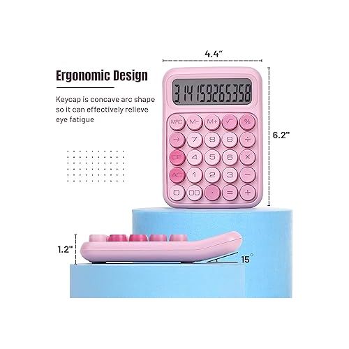  Mr. Pen- Mechanical Switch Calculator, 12 Digits, Large LCD Display, Pink Calculator Big Buttons, Mechanical Calculator, Calculators Desktop Calculator, Cute Calculator, Aesthetic Calculator Pink