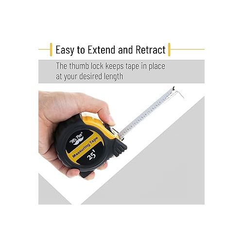  Mr. Pen- Tape Measure, 25-Foot, Steel Retractable Tape Measure with Fractions, Easy Read Tape Measure, Steel Tape Measure 25 ft