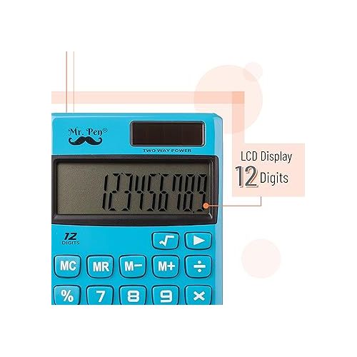  Mr. Pen- Standard Function Calculator, 12 Digits, Small Calculator, Solar Calculator, Pocket Calculator, Simple Calculator, Basic Office Calculators, Solar Handheld Calculator, Standard Calculator