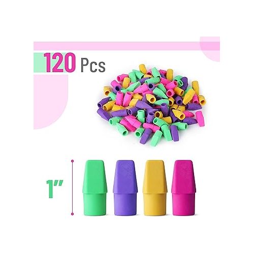  Mr. Pen Erasers for Pencils, 120 Pack, Pencil Top Erasers, Eraser Caps, Kids, Cap Tops, Topper Erasers. Ereaser