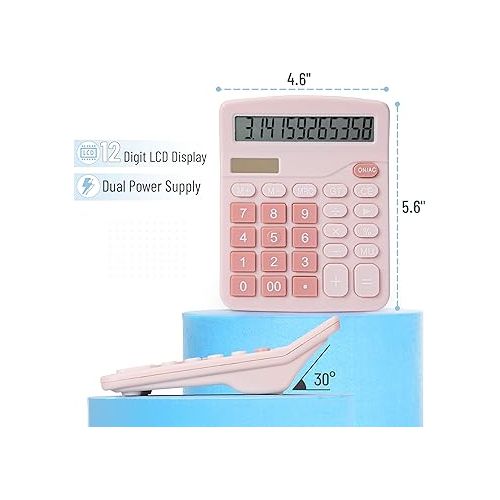  Mr. Pen- Calculator, Pink, Calculators Large Display, Standard Function Calculator, 12-Digit, Calculators Desktop, Office Calculator, Desktop Calculator, Desk Calculator Large Display, Pink Calculator