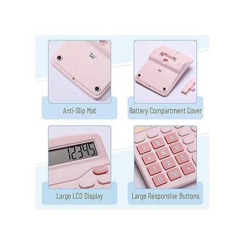  Mr. Pen- Calculator, Pink, Calculators Large Display, Standard Function Calculator, 12-Digit, Calculators Desktop, Office Calculator, Desktop Calculator, Desk Calculator Large Display, Pink Calculator
