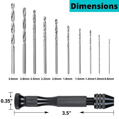  Mr. Pen- Hand Drill with 10 Drill Bits (0.6-3.0mm), Jewelry Drill, Resin Drill, Mini Drill, Hand Drill for Jewelry Making, Pin Vise Hand Drill, Hand Drill for Resin, Micro Drill Bi