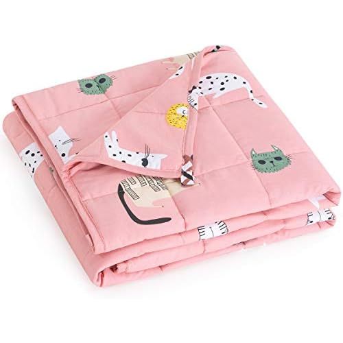  [아마존베스트]Mr. Sandman Weighted Blanket for Toddler 3 Pounds Washable, Best for 20-40lb Kids Breathable Cotton Heavy Blanket with Nontoxic Glass Beads - 36 x 48 Cute Cat