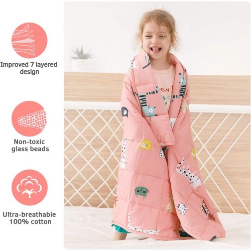  [아마존베스트]Mr. Sandman Weighted Blanket for Toddler 3 Pounds Washable, Best for 20-40lb Kids Breathable Cotton Heavy Blanket with Nontoxic Glass Beads - 36 x 48 Cute Cat