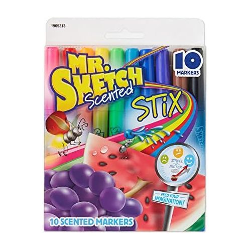  [아마존베스트]Mr. Sketch Scented Stix Markers, Fine Tip, Assorted Colors, 10-Count